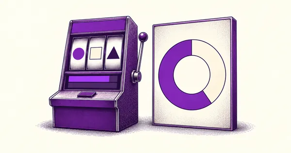 A slot machine next to a large ring chart of proportions