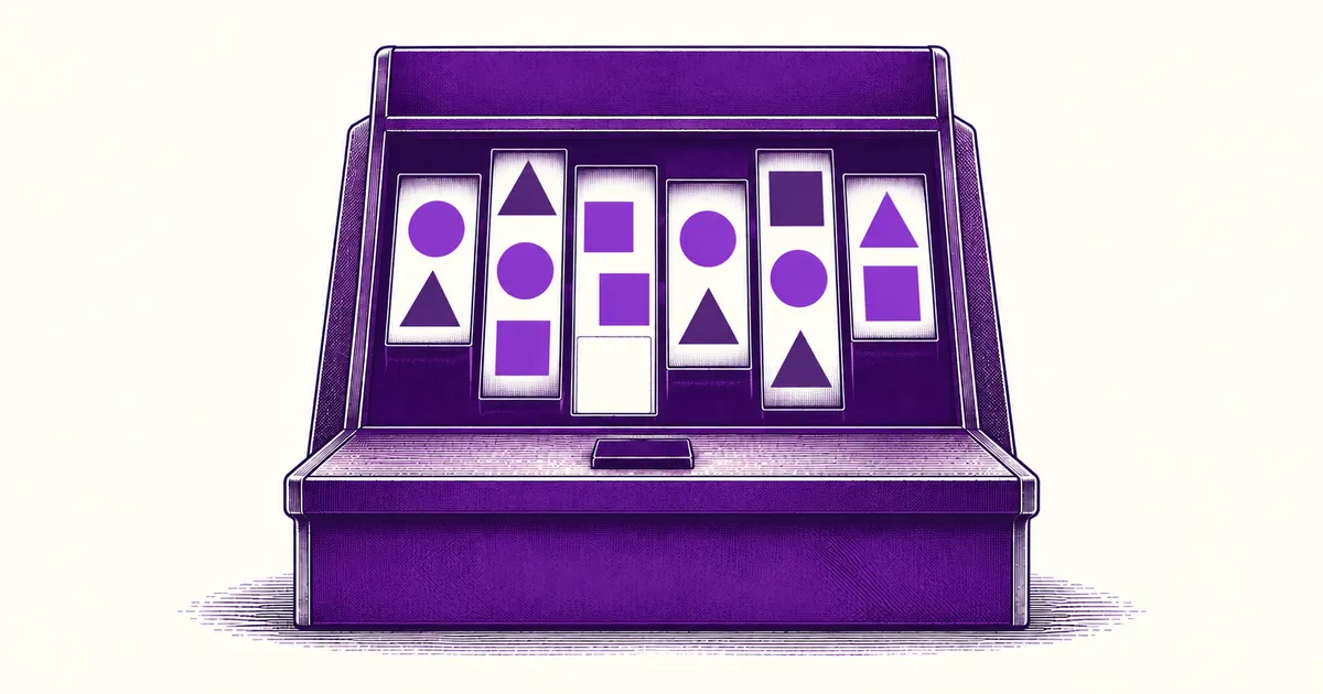 A slot machine with reels of different heights showing cascading symbols