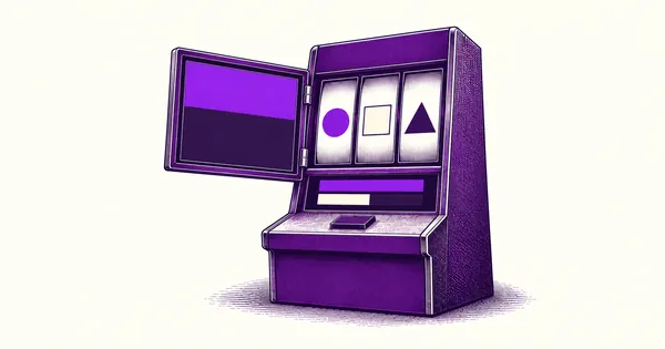 A slot machine with an extra feature panel swung open