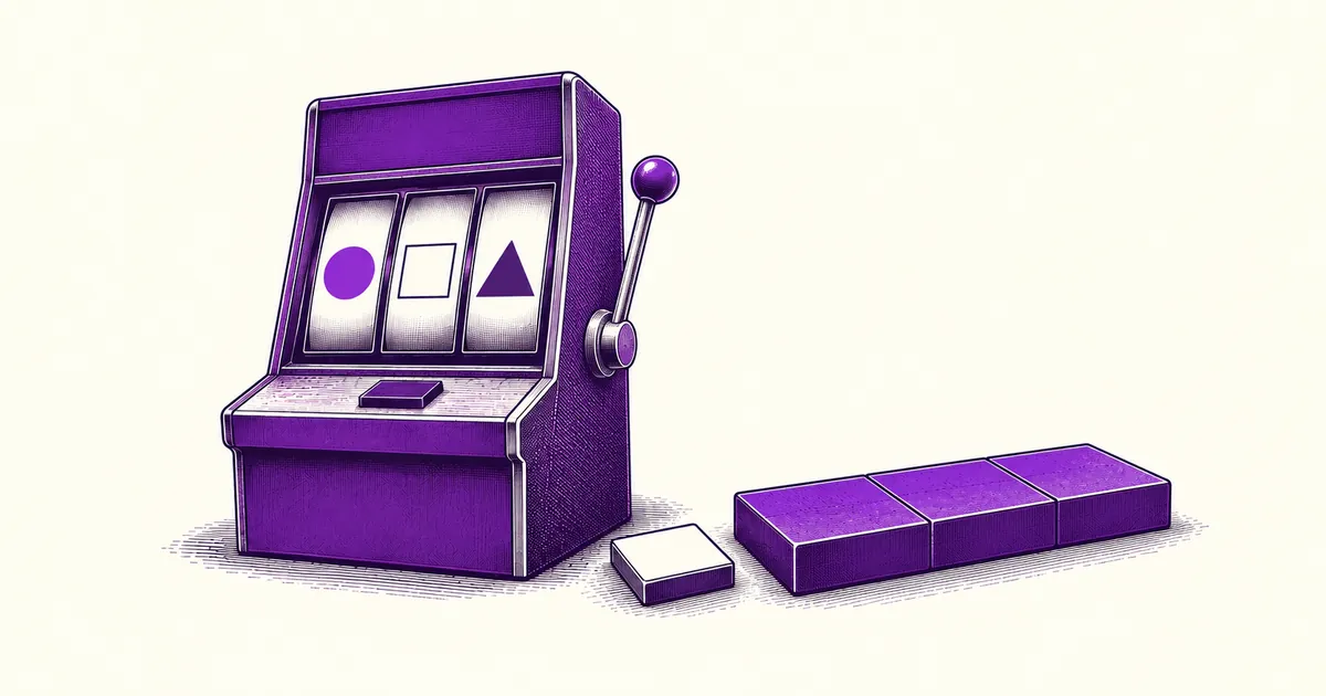 A slot machine next to a small tile and a long block made of tiles